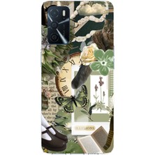 TechTree Oppo A16-A54-A55 Uyumlu Yeşil Estetik Pano Kolaj Baskılı Silikon Kılıf