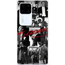 TechTree Vivo V30 Uyumlu Kırmızı Mustafa Kemal Atatürk Imza Baskılı Silikon Kılıf