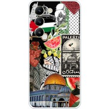 TechTree Vivo V30 Lite Uyumlu Filistin Özgürlük Kolajı Baskılı Silikon Kılıf