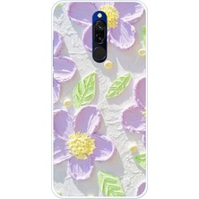 TechTree Redmi 8 Uyumlu Mor Papatyalar Sulu Boya Baskılı Silikon Kılıf