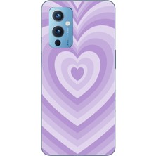 TechTree Oneplus 9 Uyumlu Mor Kalp Dalgalar Tasarımlı Baskılı Silikon Kılıf