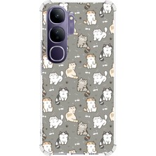 TechTree Vivo V40 Lite Uyumlu Minik Sevimli Kediler Baskılı Silikon Kılıf