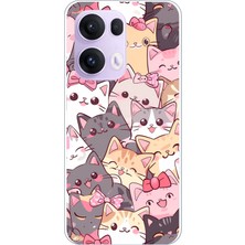 TechTree Oppo Reno 13 Pro Uyumlu Sevimli Kediler Baskılı Silikon Kılıf