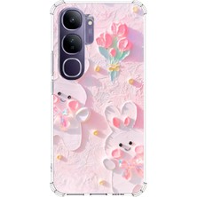TechTree Vivo V40 Lite Uyumlu Sevimli Tavşanlar Baskılı Silikon Kılıf