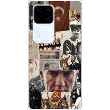 TechTree Vivo V30 Uyumlu Atatürk Cumhuriyet Kolaj Baskılı Silikon Kılıf