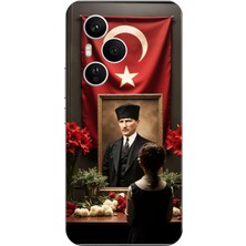 TechTree Honor 400 Pro Uyumlu Atatürk Türk Bayrağı Tablo Baskılı Silikon Kılıf