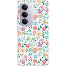 TechTree Redmi 15 4g Uyumlu Dekoratif Çiçekler Baskılı Silikon Kılıf
