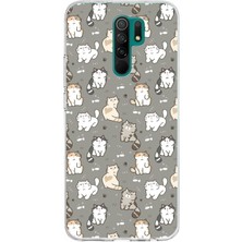 TechTree Redmi 9 Uyumlu Minik Sevimli Kediler Baskılı Silikon Kılıf