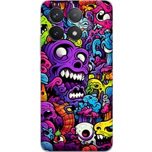 TechTree Poco F6 Pro Uyumlu Psikodeli Renkli Canavarlar Baskılı Silikon Kılıf