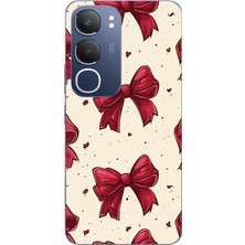 TechTree Vivo Y19S Uyumlu Büyük Kırmızı Fiyonklar Baskılı Silikon Kılıf