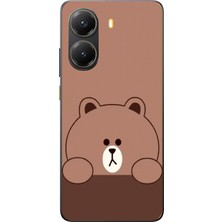 TechTree Poco X7 Pro Uyumlu Kahverengi Ayı Tasarımlı Baskılı Silikon Kılıf