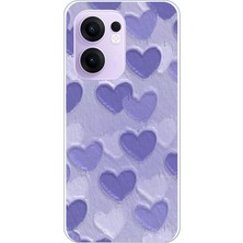 TechTree Oppo Reno 13F 5g Uyumlu Mor Kalpler Tasarımlı Baskılı Silikon Kılıf