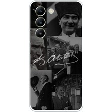 TechTree Vivo V30 Lite Uyumlu Kemal Atatürk Imza Baskılı Silikon Kılıf