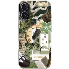 TechTree iPhone 17 Uyumlu Yeşil Estetik Pano Kolaj Baskılı Silikon Kılıf