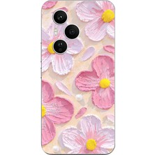 TechTree Honor 400 Pro Uyumlu Pembe Beyaz Çiçekler Sulu Boya Baskılı Silikon Kılıf