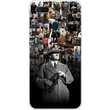 TechTree Oppo A5S-AX7-A12 Uyumlu Atatürk Portre Kolaj Baskılı Silikon Kılıf