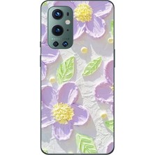 TechTree Oneplus 9 Pro Uyumlu Mor Papatyalar Sulu Boya Baskılı Silikon Kılıf