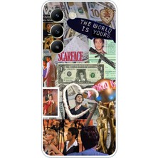 TechTree Vivo V30 Lite Uyumlu Scarface Kolaj Tasarımlı Baskılı Silikon Kılıf