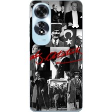 TechTree Oppo A60 Uyumlu Kırmızı Mustafa Kemal Atatürk Imza Baskılı Silikon Kılıf