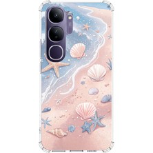 TechTree Vivo V40 Lite Uyumlu Sahil Deniz Kabuğu Baskılı Silikon Kılıf