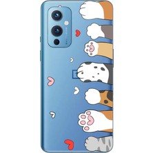 TechTree Oneplus 9 Uyumlu Sevimli Kedi Patiler Tasarımlı Baskılı Silikon Kılıf