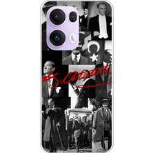 TechTree Oppo Reno 13 Pro Uyumlu Kırmızı Mustafa Kemal Atatürk Imza Baskılı Silikon Kılıf