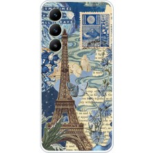 TechTree Vivo V30 Lite Uyumlu Paris ve Eyfel Kulesi Baskılı Silikon Kılıf