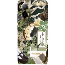 TechTree Realme 12 Lite - C67 Uyumlu Yeşil Estetik Pano Kolaj Baskılı Silikon Kılıf