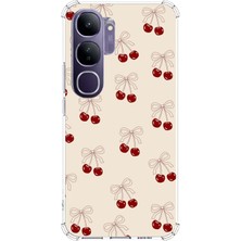 TechTree Vivo V40 Lite Uyumlu Fiyonklu Kirazlar Baskılı Silikon Kılıf