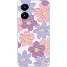 TechTree Vivo Y22S - Y35 Uyumlu Renkli Papatyalar Sulu Boya Baskılı Silikon Kılıf