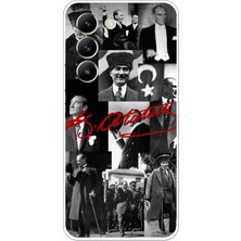 TechTree Vivo V30 Lite Uyumlu Kırmızı Mustafa Kemal Atatürk Imza Baskılı Silikon Kılıf