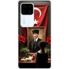 TechTree Vivo V30 Uyumlu Atatürk Türk Bayrağı Tablo Baskılı Silikon Kılıf