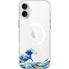 TechTree iPhone 16 Plus Uyumlu Kanagawa Oki Nami Ura Dalgası Tasarımlı Baskılı Silikon Kılıf
