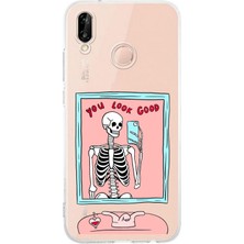 TechTree Huawei P20 Lite Uyumlu You Look Good Iskelet Tasarımlı Baskılı Silikon Kılıf