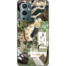 TechTree Oneplus 9 Pro Uyumlu Yeşil Estetik Pano Kolaj Baskılı Silikon Kılıf