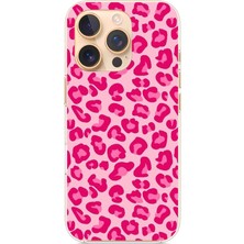 TechTree iPhone 16 Pro Uyumlu Pembe Leopar Tasarımlı Baskılı Silikon Kılıf