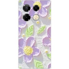 TechTree Infinix Note 40 Pro Uyumlu Mor Papatyalar Sulu Boya Baskılı Silikon Kılıf