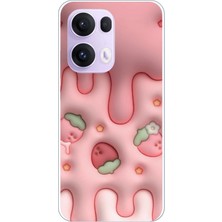 TechTree Oppo Reno 13 Pro Uyumlu Çilekli Pasta Baskılı Silikon Kılıf