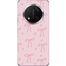TechTree Honor Magic 7 Lite Uyumlu Pembe Kalpli Fiyonklar Baskılı Silikon Kılıf