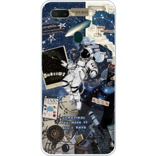 TechTree Oppo A5S-AX7-A12 Uyumlu Retro Astronot Tasarımlı Baskılı Silikon Kılıf