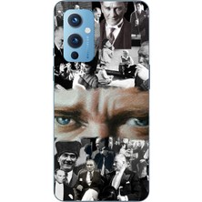 TechTree Oneplus 9 Uyumlu Atatürk Renkli Kolaj Gözler Baskılı Silikon Kılıf