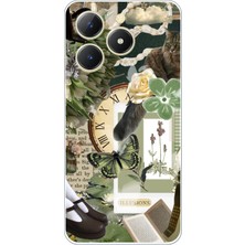 TechTree Realme C61 Uyumlu Yeşil Estetik Pano Kolaj Baskılı Silikon Kılıf