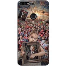TechTree Huawei Y7 2018 - Honor 7c Uyumlu Anıtkabir Atatürk Portre Baskılı Silikon Kılıf