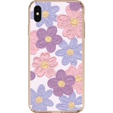 TechTree iPhone Xs Max Uyumlu Renkli Papatyalar Sulu Boya Baskılı Silikon Kılıf