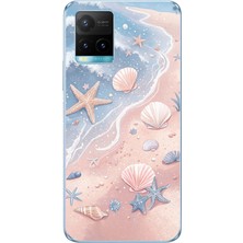 TechTree Vivo Y21S/Y33S/Y32 Uyumlu Sahil Deniz Kabuğu Baskılı Silikon Kılıf