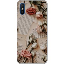 TechTree Redmi 9A Uyumlu Retro Gazete Güller Tasarımlı Baskılı Silikon Kılıf