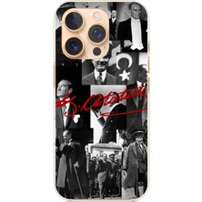 TechTree iPhone 16 Pro Uyumlu Kırmızı Mustafa Kemal Atatürk Imza Baskılı Silikon Kılıf