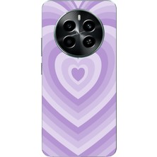 TechTree Realme 12 Pro - Pro Plus Uyumlu Mor Kalp Dalgalar Tasarımlı Baskılı Silikon Kılıf