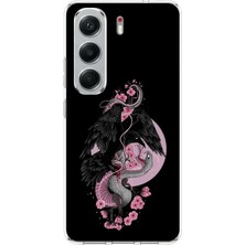 TechTree Tecno Camon 40 Pro Uyumlu Pembe Siyah Yılan Baskılı Silikon Kılıf