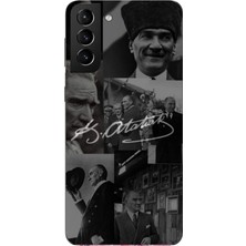 TechTree Samsung Galaxy S21 Plus Uyumlu Kemal Atatürk Imza Baskılı Silikon Kılıf